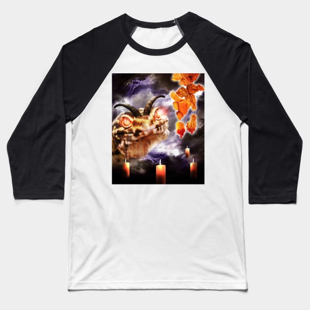 Demon Leopard Gecko - Fried Chicken, Wings & Nuggets Baseball T-Shirt by Random Galaxy